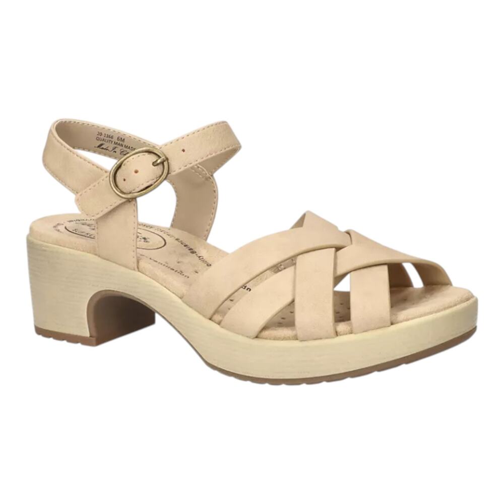 Easy Street Easy Works Miyah Slip Resistant Block Heel Sandals Bone Size 7